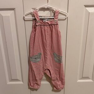 Boden Red & White Striped Bird Pocket Romper